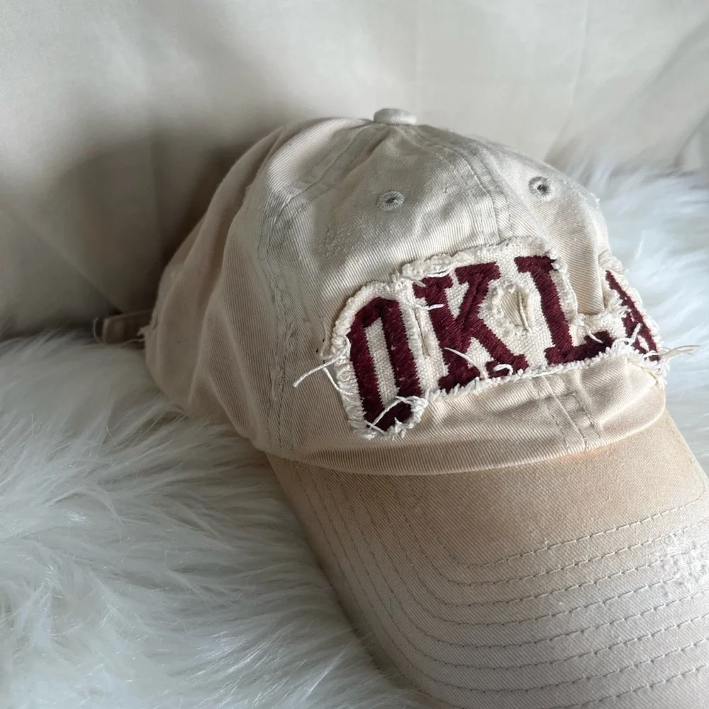 Women's Beige Distressed Cap
